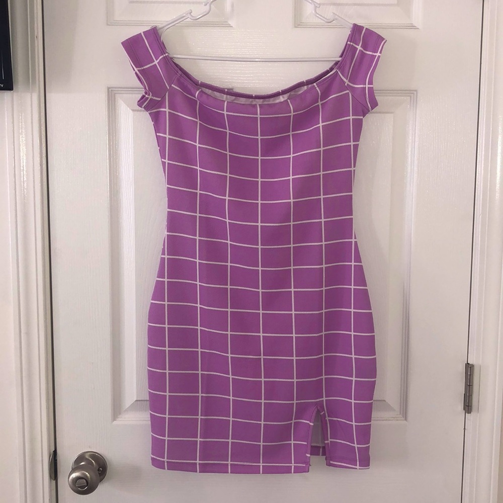 Lilac plaid bodycon dress